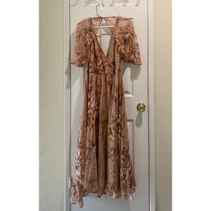 ASOS Nude Printed MIDI Dress